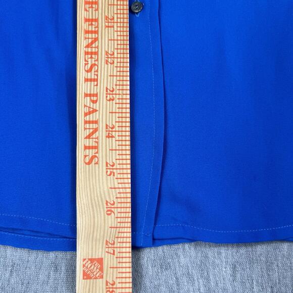 Vintage Givenchy For Chesa Mother Of Pearl Button Up Blouse Blue Size 6 Pleated - Picture 11 of 15